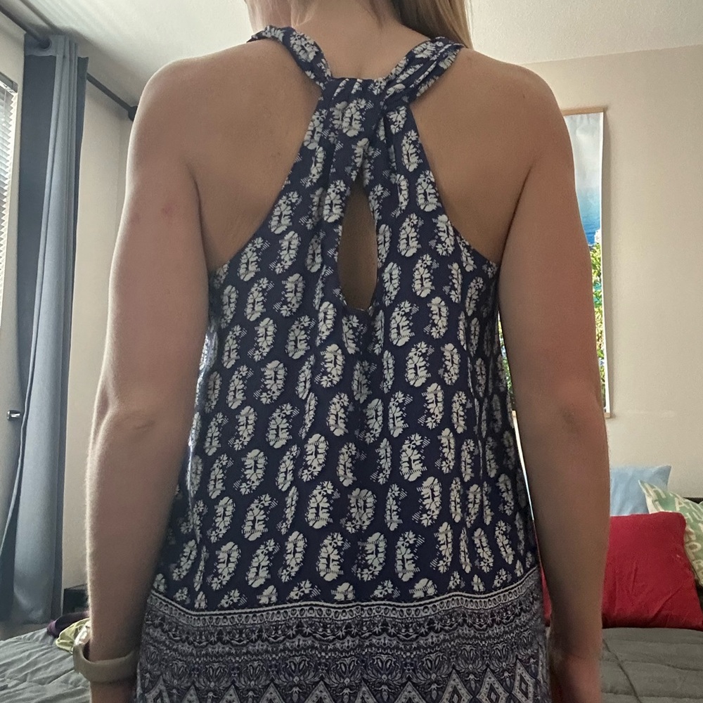 Alice Collection Blue and White Tank Top - Picture 4 of 4